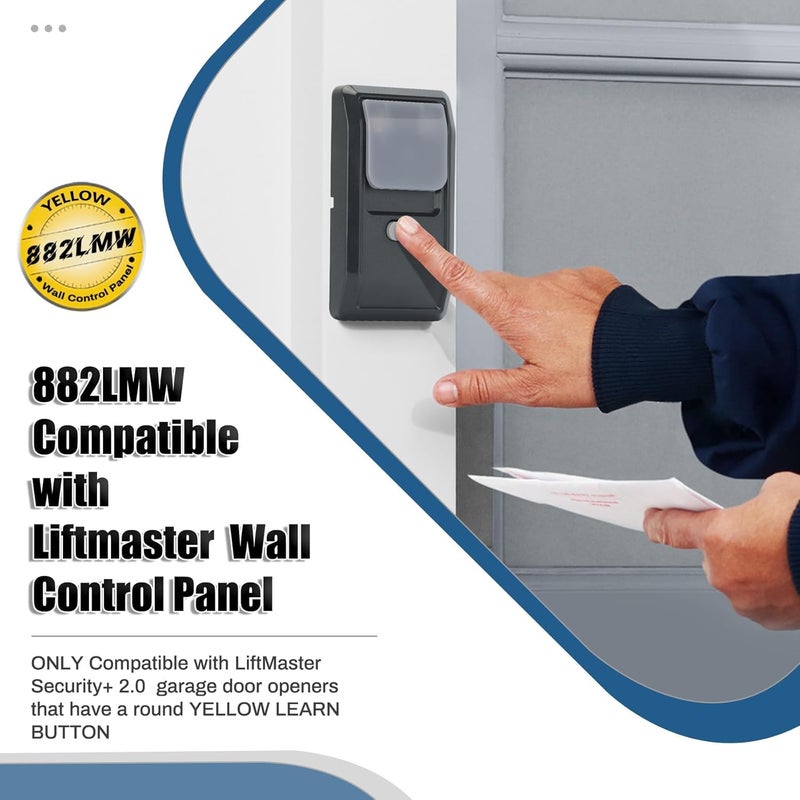 Pevxou 882LMW Multi-Function Wall Control Panel, Compatible only with liftMaster Security+ 2.0 MyQ Garage Door Openers, Wired Garage Door Control Panel（2 Pack） - Image 2